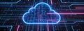 Neon Circuit Cloud: Future of Digital Connectivity Royalty Free Stock Photo