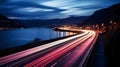 Long Exposure Photo of a Night Highway Royalty Free Stock Photo