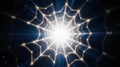 Illuminated Spider Web in the Night Sky Royalty Free Stock Photo