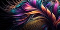 Mesmerizing interstellar fractal of hair in retro neon tones. Generative AI