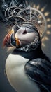 A puffin, skillfully constructed using an array of mechanical gears Royalty Free Stock Photo