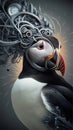 A puffin, skillfully constructed using an array of mechanical gears Royalty Free Stock Photo