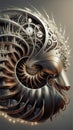 The nautilus shell is a marvel of design, painstakingly crafted from a complex array of gears Royalty Free Stock Photo