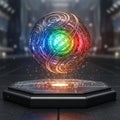 Futuristic Rainbow Energy Orb Levitation Royalty Free Stock Photo