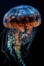 Mesmerizing jellyfish close-up, revealing translucent beauty. Underwater wonder. Generative AI