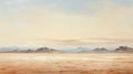 Minimalist Desert Landscape Painting With Panoramic Scale