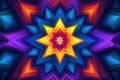 A mesmerizing kaleidoscope background featuring symmetrical patterns in bright colors.