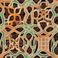 A mesmerizing labyrinth of interlocking Persian arabesque vines, creating an intricate and detailed