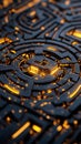 A mesmerizing labyrinth unfolds, revealing complex patterns illuminated by glowing edges that create a captivating sense