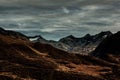 Mesmerizing landscape of the rocky mountains on a dark cloudy day