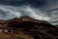 Mesmerizing landscape of the rocky mountains on a dark cloudy day