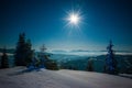 Mesmerizing landscape of snowy ski slope Royalty Free Stock Photo