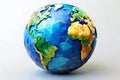 Mesmerizing Low Poly Earth Animation Loop Surreal 3D Rotating Planet on White Background for Creative Projects