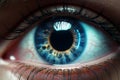 mesmerizing macro glimpse into the human eye, a study in depth and illumination, Generative AI