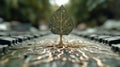 A conceptual image of a biomechanical tree growing on a circuit board. It represents the fusion of nature and