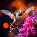 Mesmerizing Macro Shot of Hummingbird Hawk-Moth Sipping Nectar Royalty Free Stock Photo