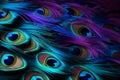 Mesmerizing macro shots of vivid peacock feathers with text space