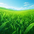 Mesmerizing Meadow with Lush Green Grass and Perfectly Aligned Crops
