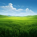 Mesmerizing Meadow with Lush Green Grass and Perfectly Aligned Crops