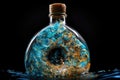 mesmerizing microplastic swirls in a bottle of water