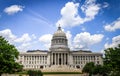 Mesmerizing Missouri State Capitol building with the courtyard under the blue sky in Jefferson City Royalty Free Stock Photo