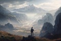 Mesmerizing Mountain Scape - A 3D Cinematic Masterpiece Royalty Free Stock Photo