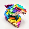 Mesmerizing multicolored Snake face in origami style