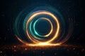 mesmerizing neon light spin effect with sparks and glowing circles Royalty Free Stock Photo