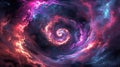 A mesmerizing neon spiral illuminated by the cosmic energy of millions of stars and gas clouds