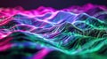 A mesmerizing neon wave rippling and pulsating in hues of neon green and purple