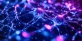 A mesmerizing network of neurons, illuminated in vibrant blue and pink hues, represents the intricate complexity of the human