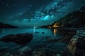 A mesmerizing night shot of a bioluminescent bay