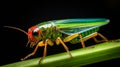 Mesmerizing Optical Illusion: Green Insect With Red Eyes On Blade