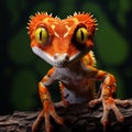 Mesmerizing Optical Illusion: Vibrant Orange Gecko On Log