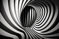 Mesmerizing optical illusion wallpaper featuring bold stripes and curvy lines in black and white