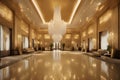 a mesmerizing and opulent golden lobby where elegance and luxury intertwine