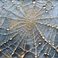 organic pattern that celebrates the delicate intricacy of a spider\'s web adorned with morning dew. AI Generated