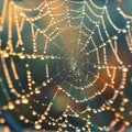 organic pattern that celebrates the delicate intricacy of a spider\'s web adorned with morning dew. AI Generated