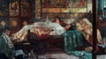 Elegant Opium-Divan: 19th Century Chinese Scene in Stunning Painting