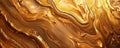 A mesmerizing pattern of liquid acrylic paint in shades of gold and bronze, creating a smooth,