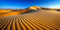 Mesmerizing Pattern of Wind Swept Sand Dunes Under Clear Blue Sky AI-Generated Content Royalty Free Stock Photo