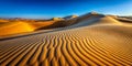 Mesmerizing Pattern of Wind Swept Sand Dunes Under Clear Blue Sky AI-Generated Content Royalty Free Stock Photo