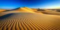 Mesmerizing Pattern of Wind Swept Sand Dunes Under Clear Blue Sky AI-Generated Content Royalty Free Stock Photo