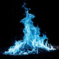 Perfect Blue Fire Isolated on Black Royalty Free Stock Photo