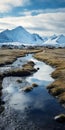 Swamp In Iceland: A Winter Wonderland Of Snowy Cliffs And Winter Sports