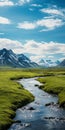 Lush Green River In Iceland Orientalist Landscapes In 8k Resolution Royalty Free Stock Photo