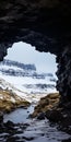 Iconic Snow-covered Cave: A Telephoto Lens Shot In 32k Uhd