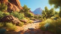 Spectacular Desert Rock Path Animation With Nature Painter Style