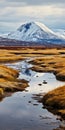 Golden Light: A Photo-realistic Landscape Of A Small River In Iceland