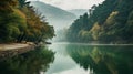 Autumn Serenity A Captivating Rural China Lake With Enchanting Tree-lined Shores